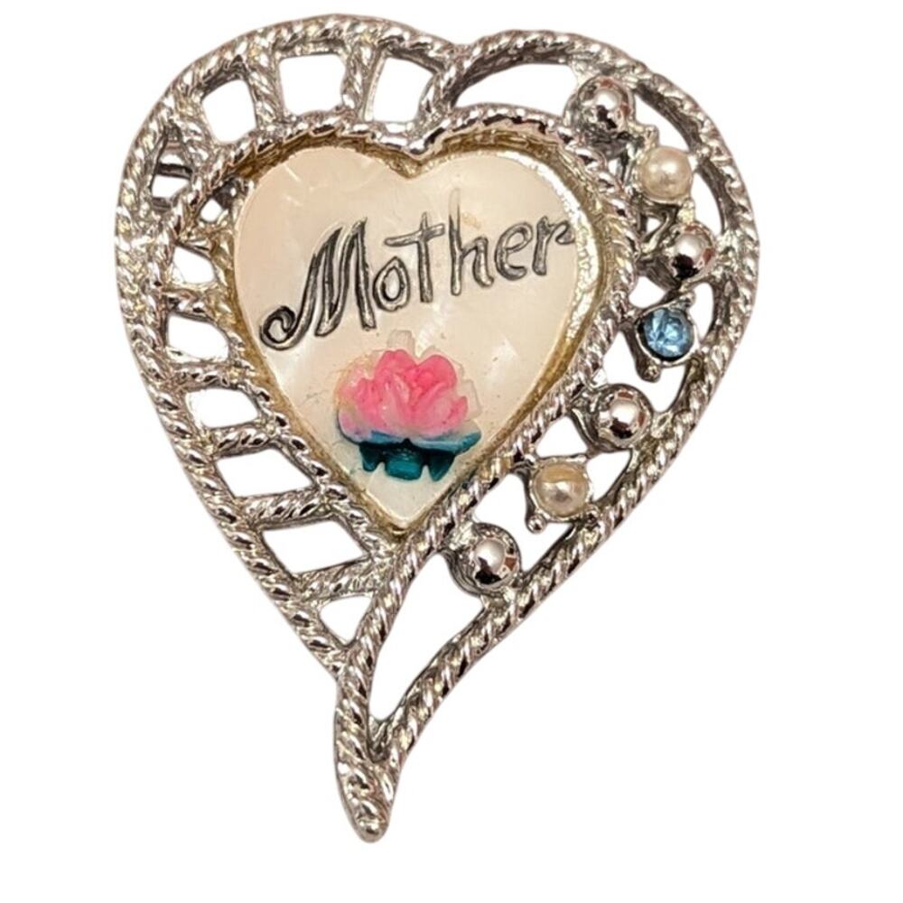 Mother Brooch for Mother's Day Jewelry Heart/Roses